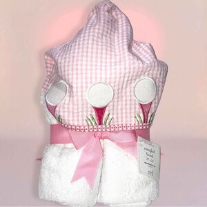 3 Marthas Boutique Baby/Toddler Everykid Hooded Towel Pink White Golf Tees CUTE!